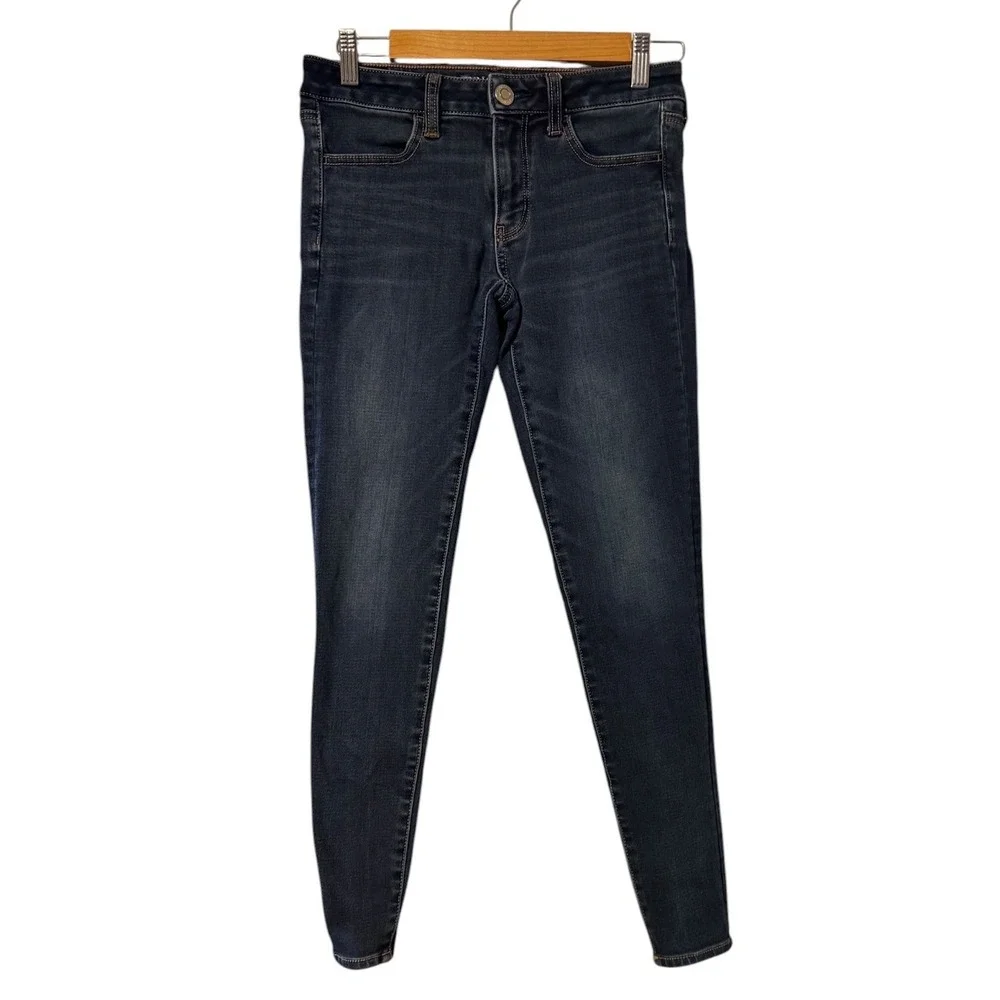 American Eagle Jeggings Women 4 Dark Blue Excellent 360 Super Stretch Skinny